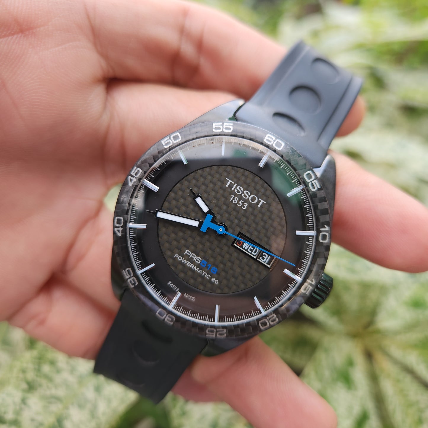 Tissot PRS 516 Powermatic 80 PVD Black Carbon Bezel and Dial 42mm