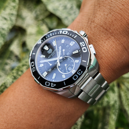 Tag Heuer Aquaracer Chronograph Steel Alu Bezel in Black Dial 43mm