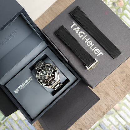 Tag Heuer Aquaracer Chronograph Steel Alu Bezel in Black Dial 43mm