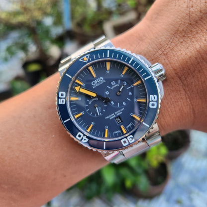 Oris Aquis Tubbataha Titanium Limited Edition Ceramic Bezel in Blue Dial 46mm - Complete Set
