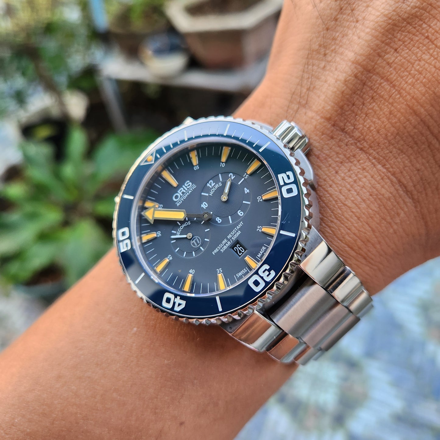 Oris Aquis Tubbataha Titanium Limited Edition Ceramic Bezel in Blue Dial 46mm - Complete Set
