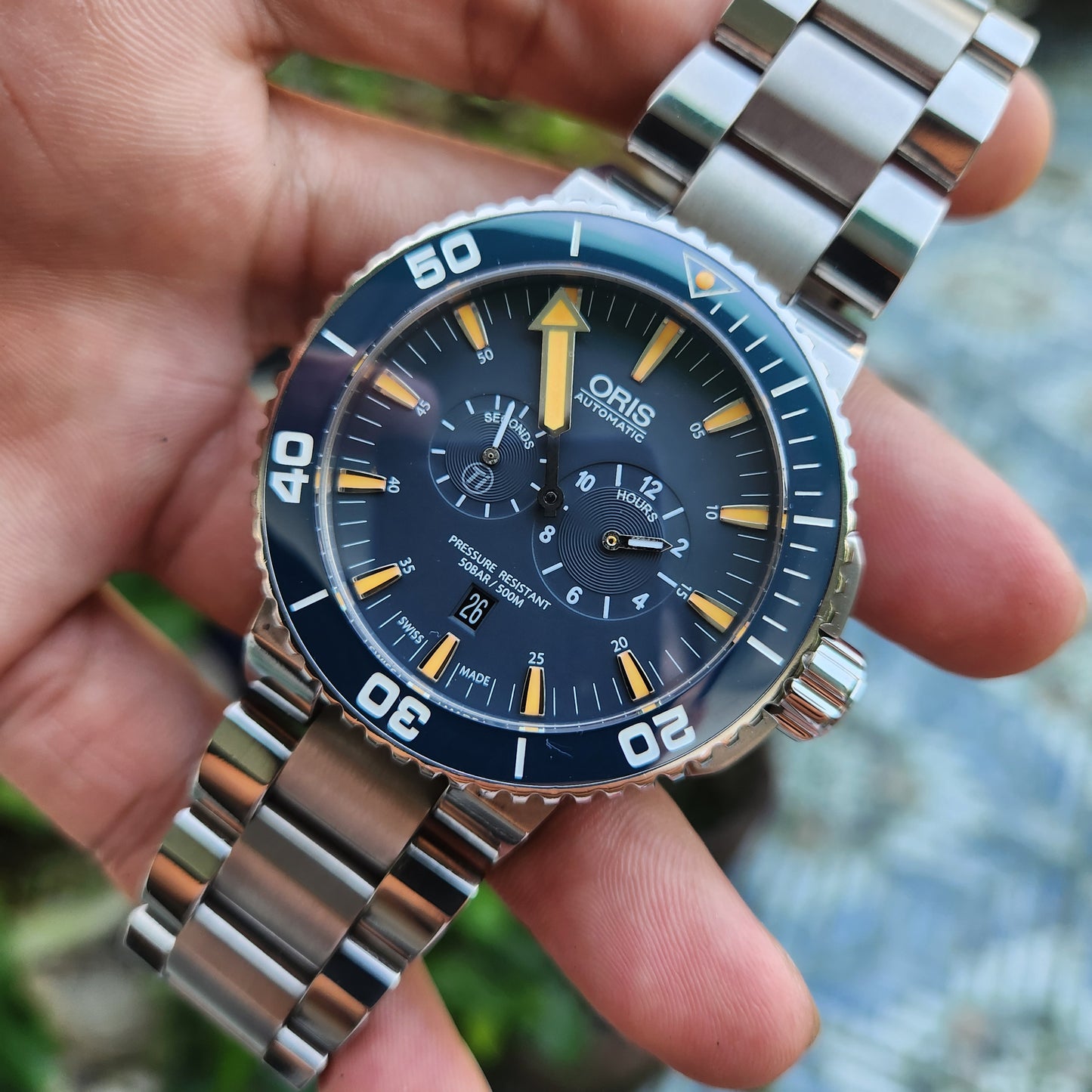 Oris Aquis Tubbataha Titanium Limited Edition Ceramic Bezel in Blue Dial 46mm - Complete Set