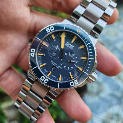 Oris Aquis Tubbataha Titanium Limited Edition Ceramic Bezel in Blue Dial 46mm - Complete Set