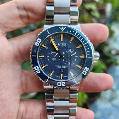 Oris Aquis Tubbataha Titanium Limited Edition Ceramic Bezel in Blue Dial 46mm - Complete Set