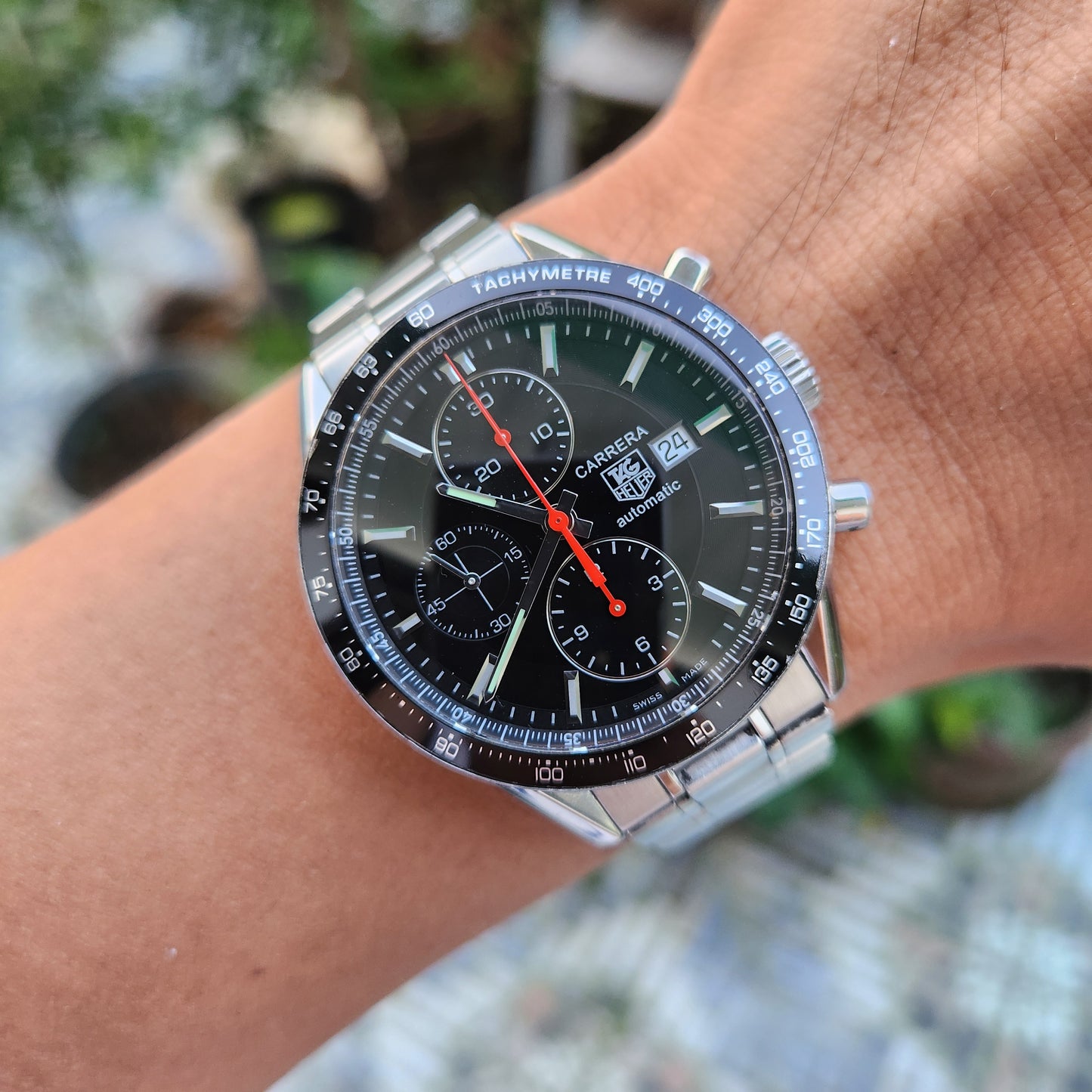 Tag Heuer Carrera Calibre 16 Chronograph Red Needles in Black Dial 41mm