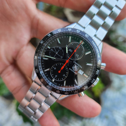 Tag Heuer Carrera Calibre 16 Chronograph Red Needles in Black Dial 41mm