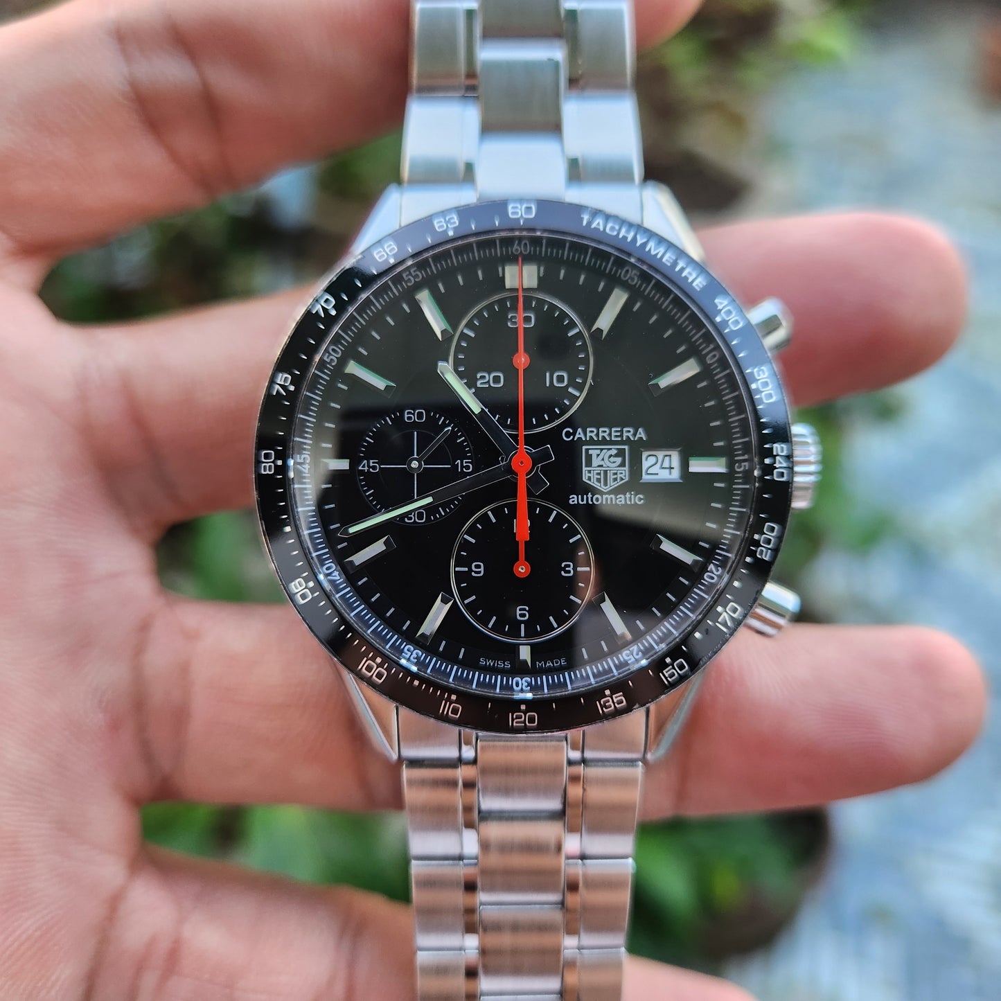 Tag Heuer Carrera Calibre 16 Chronograph Red Needles in Black Dial 41mm