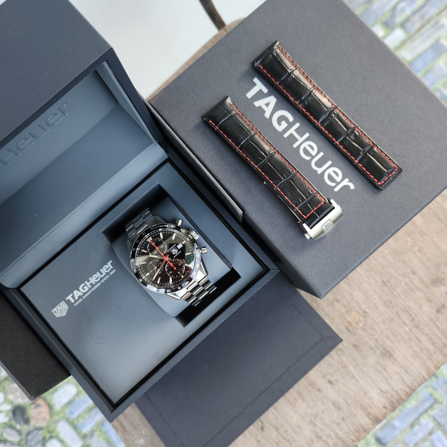 Tag Heuer Carrera Calibre 16 Chronograph Red Needles in Black Dial 41mm