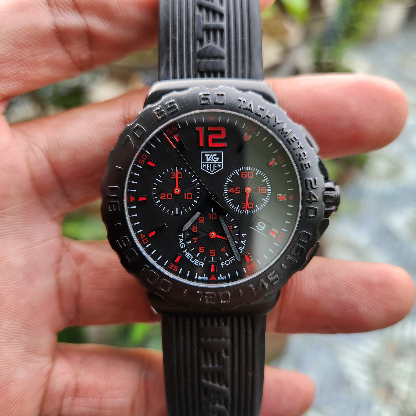 Tag Heuer F1 PVD Chronograph Red Indices in Black Dial 42mm