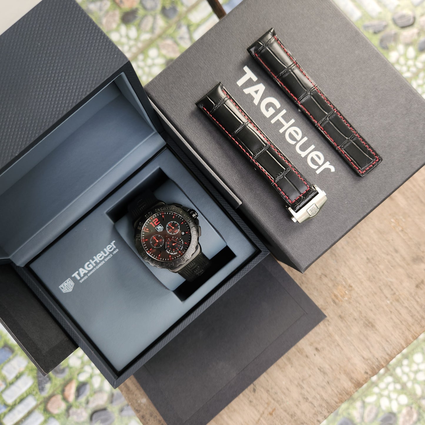 Tag Heuer F1 PVD Chronograph Red Indices in Black Dial 42mm