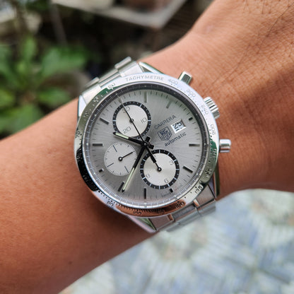 Tag Heuer Carrera Calibre 16 Chronograph Steel Bezel in Silver Dial 41mm