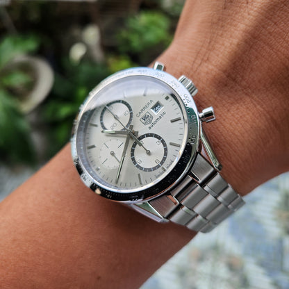 Tag Heuer Carrera Calibre 16 Chronograph Steel Bezel in Silver Dial 41mm
