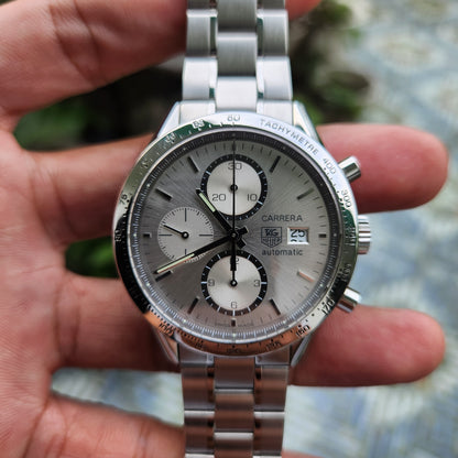Tag Heuer Carrera Calibre 16 Chronograph Steel Bezel in Silver Dial 41mm