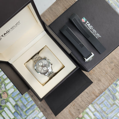Tag Heuer Carrera Calibre 16 Chronograph Steel Bezel in Silver Dial 41mm