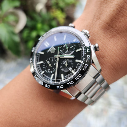Tag Heuer Carrera Heuer 02 Chronograph Ceramic Bezel in Black Dial 44mm - Complete Set