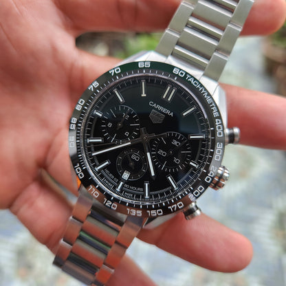 Tag Heuer Carrera Heuer 02 Chronograph Ceramic Bezel in Black Dial 44mm - Complete Set
