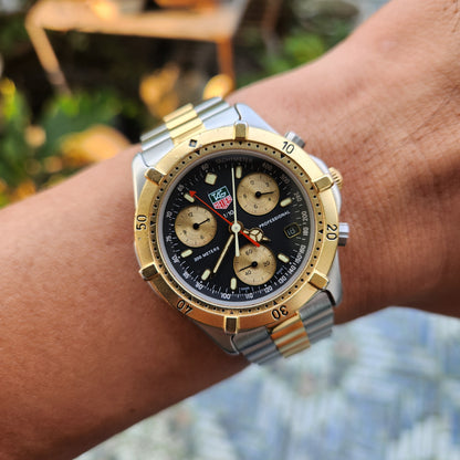 Tag Heuer Professional Chronograph Vintage Two-Tone 38mm Black Dial