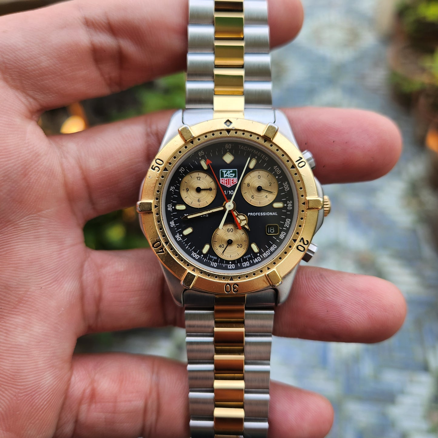 Tag Heuer Professional Chronograph Vintage Two-Tone 38mm Black Dial