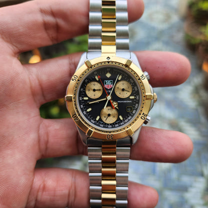 Tag Heuer Professional Chronograph Vintage Two-Tone 38mm Black Dial