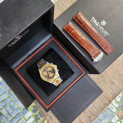 Tag Heuer Professional Chronograph Vintage Two-Tone 38mm Black Dial