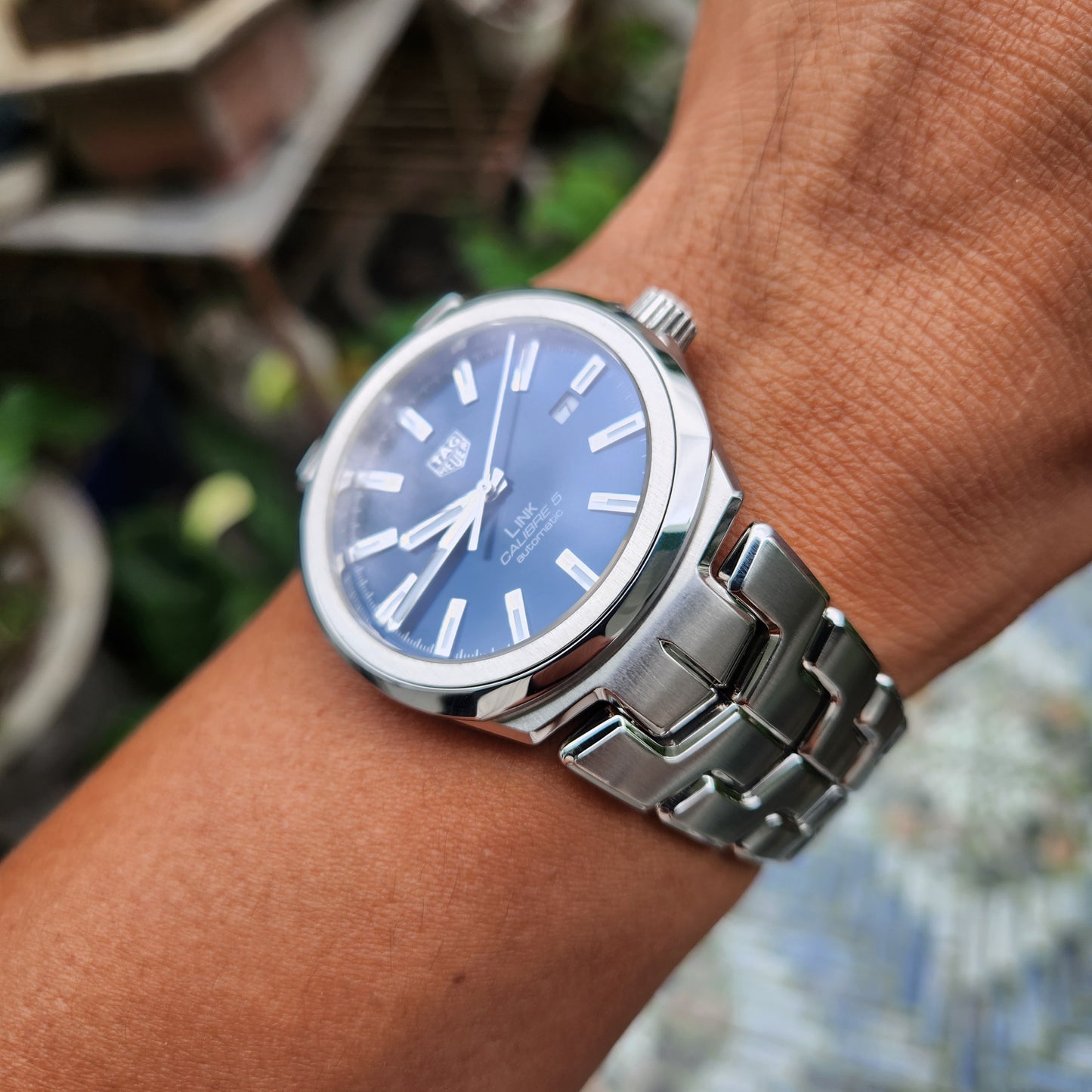 Tag Heuer Link Date Calibre 5 Sunray Brushed Blue Dial 41mm - Complete Set