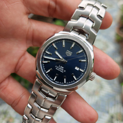 Tag Heuer Link Date Calibre 5 Sunray Brushed Blue Dial 41mm - Complete Set