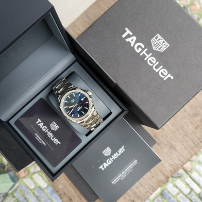 Tag Heuer Link Date Calibre 5 Sunray Brushed Blue Dial 41mm - Complete Set