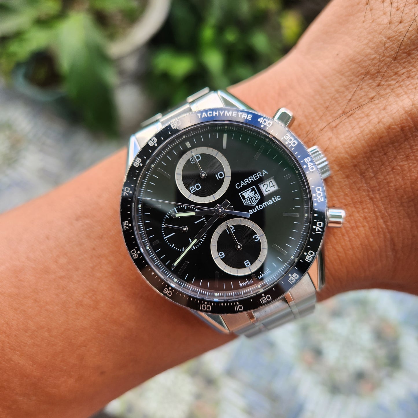 Tag Heuer Carrera Calibre 16 Chronograph 'Brad Pitt' Black Dial 41mm - Complete Set