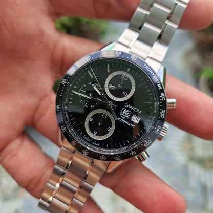 Tag Heuer Carrera Calibre 16 Chronograph 'Brad Pitt' Black Dial 41mm - Complete Set