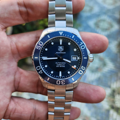 Tag Heuer Aquaracer Calibre 5 Steel Alu Bezel in Blue Dial 41mm