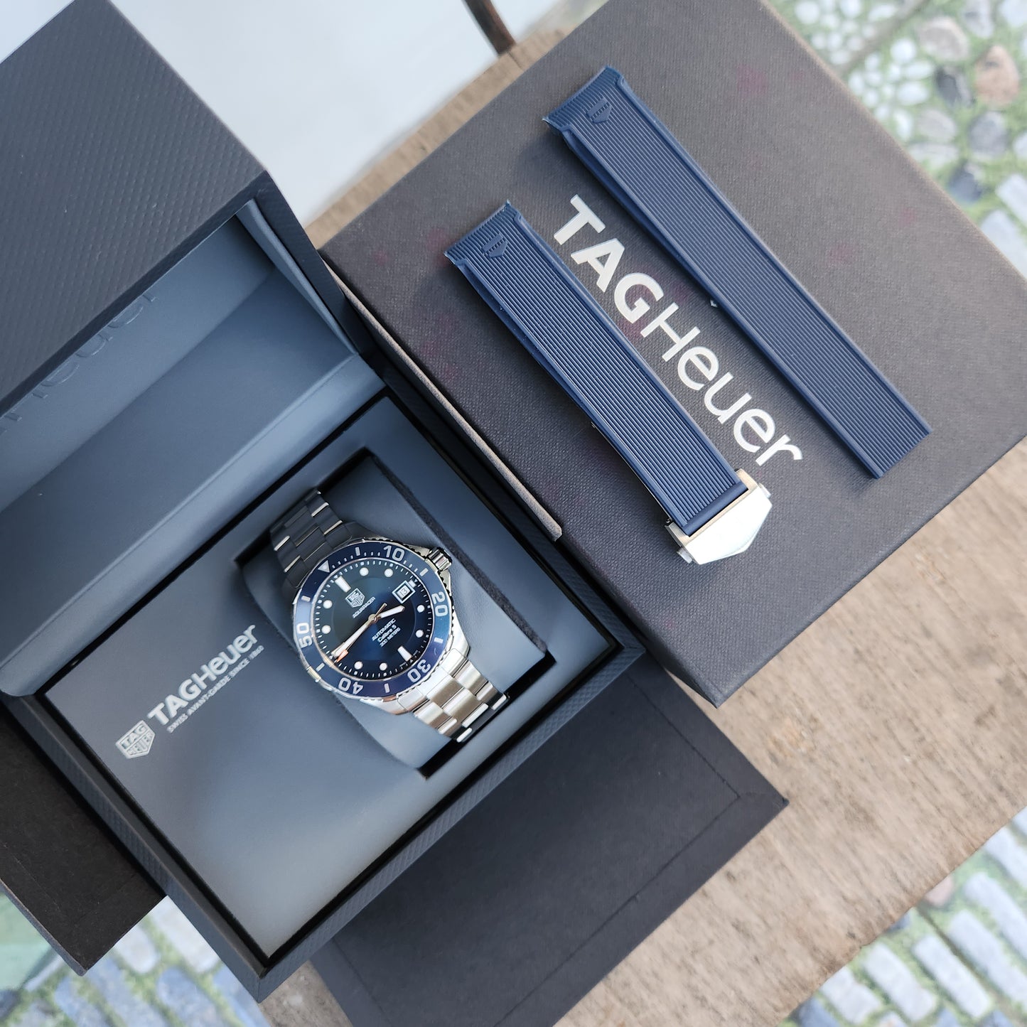 Tag Heuer Aquaracer Calibre 5 Steel Alu Bezel in Blue Dial 41mm