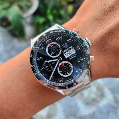 Tag Heuer Carrera Calibre 16 Day-Date Chronograph Ceramic Bezel in Black Dial 43mm - Complete Set