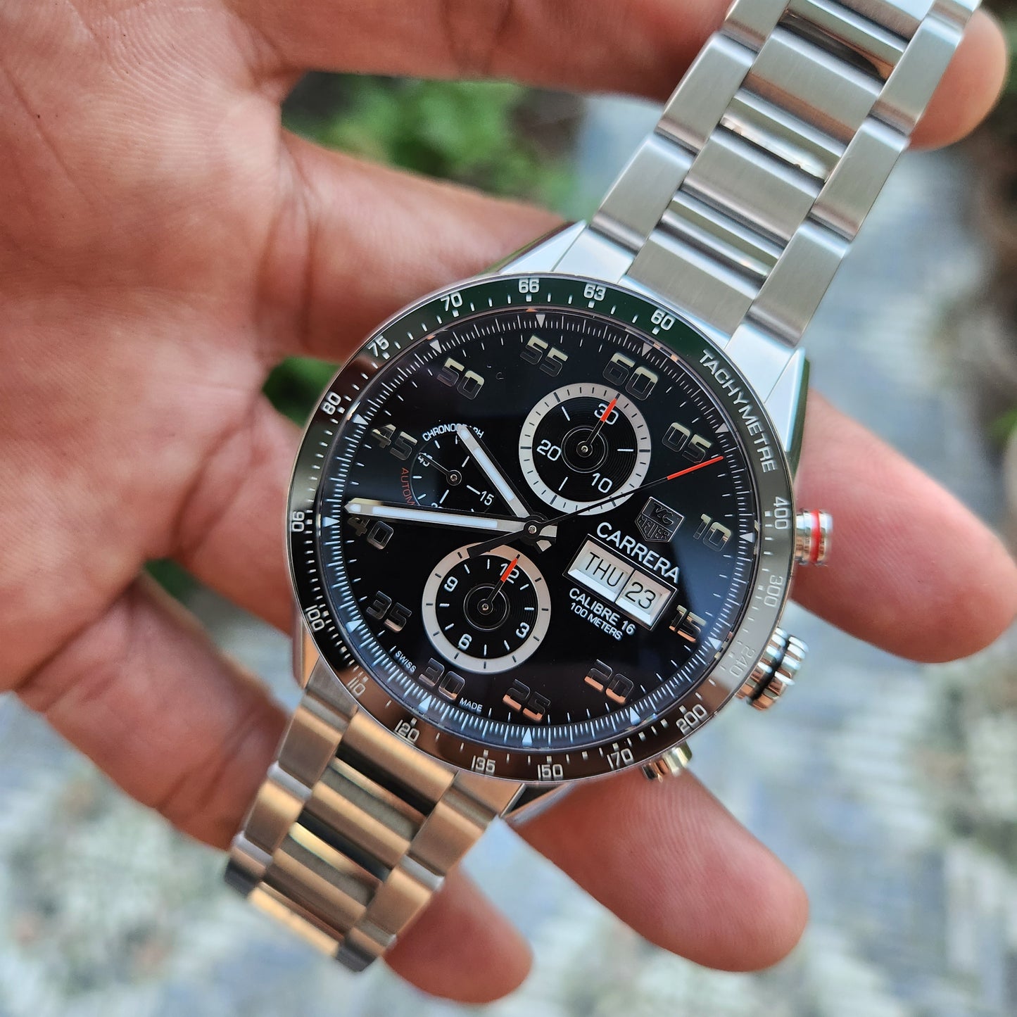 Tag Heuer Carrera Calibre 16 Day-Date Chronograph Ceramic Bezel in Black Dial 43mm - Complete Set