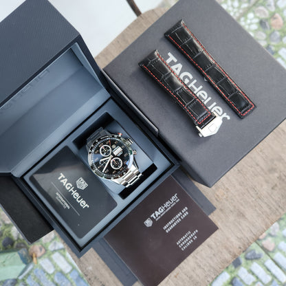 Tag Heuer Carrera Calibre 16 Day-Date Chronograph Ceramic Bezel in Black Dial 43mm - Complete Set