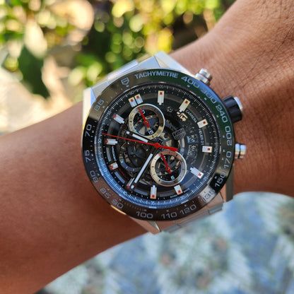 Tag Heuer Carrera Heuer 01 Chronograph Ceramic Bezel in Skeleton Dial 43mm - Complete Set