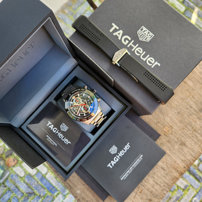 Tag Heuer Carrera Heuer 01 Chronograph Ceramic Bezel in Skeleton Dial 43mm - Complete Set