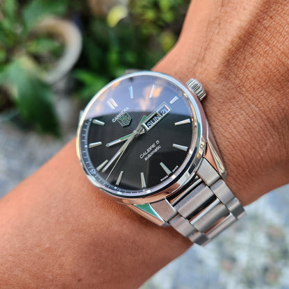 Tag Heuer Carrera Calibre 5 Day-Date Black Dial 41mm - Complete Set