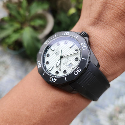 Tag Heuer Aquaracer Professional 300 Date Night Diver Ceramic Bezel in White Full Lume Dial 43mm - Complete Set