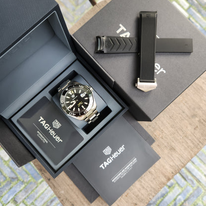 Tag Heuer Aquaracer Calibre 5 Ceramic Bezel in Black Dial 43mm - Complete Set