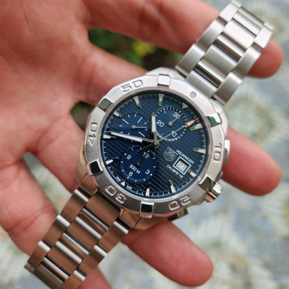 Tag Heuer Aquaracer Chronograph Calibre 16 Blue Dial 43mm - Complete Set