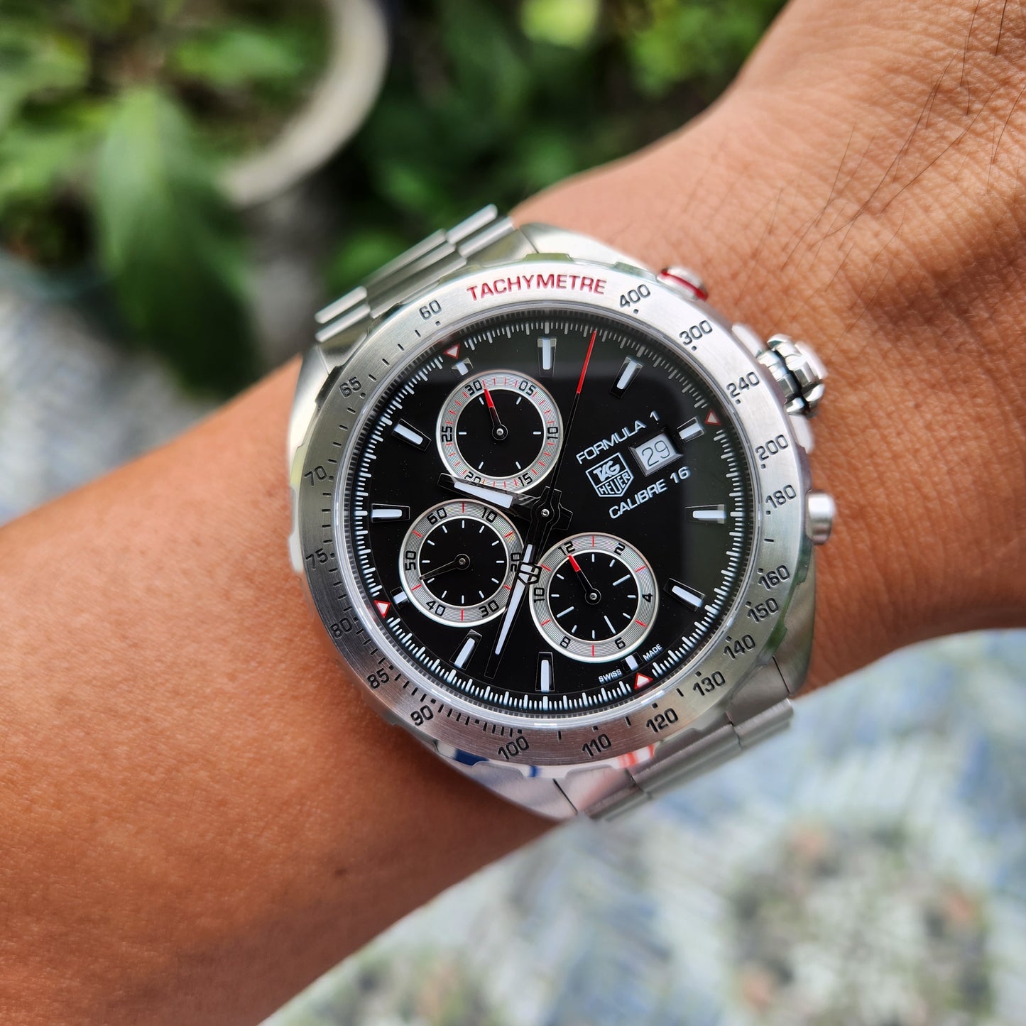 Tag Heuer F1 Chronograph Calibre 16 Steel Bezel in Black Dial 44mm - Complete Set