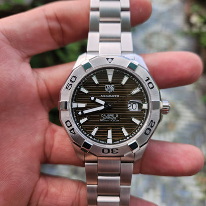 Tag Heuer Aquaracer Calibre 5 Sunray Brushed Brown Dial 43mm - Complete Set