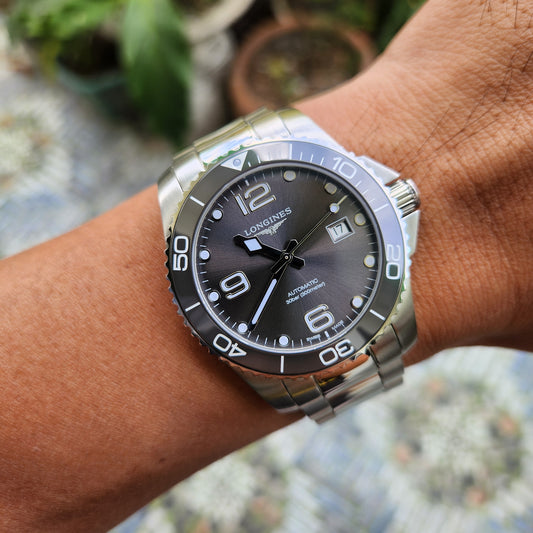 Longines HydroConquest Ceramic Bezel in Sunray Grey Dial 41mm - Complete Set