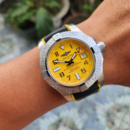 Breitling Avenger II Seawolf 3000M Super Diver Chronometer Yellow Dial 45mm