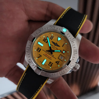 Breitling Avenger II Seawolf 3000M Super Diver Chronometer Yellow Dial 45mm