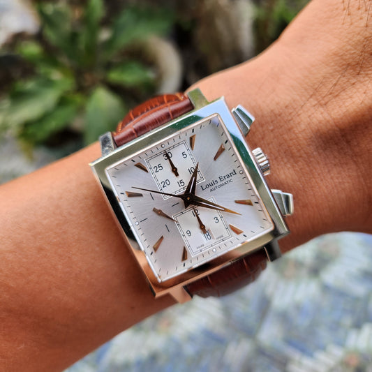 Louis Erard La Carree Swiss Automatic Chronograph 39mm Silver Dial