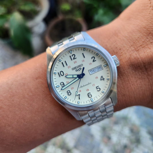 Seiko 5 Sports 'Laurel' Limited Edition 110th Anniversary 38mm Off-White Dial - Complete Set