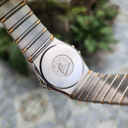 Omega Constellation 18k Solid Gold Bezel Two-Tone Midsize 34mm White Dial