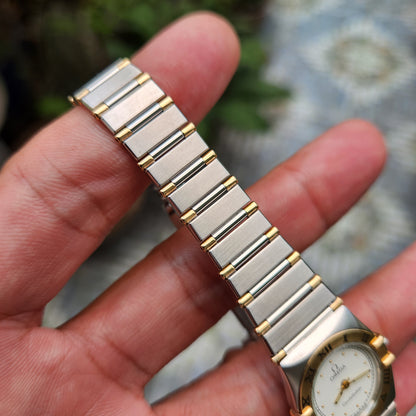 Omega Constellation Ladies 18k Solid Gold Bezel Two-Tone 24mm White Dial