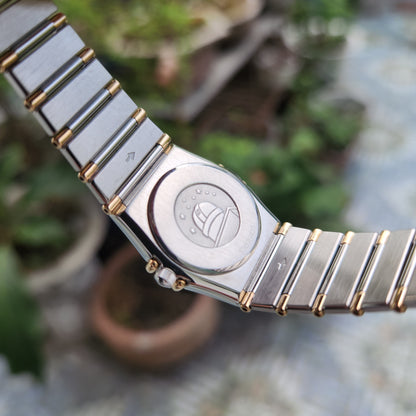 Omega Constellation Ladies 18k Solid Gold Bezel Two-Tone 24mm White Dial